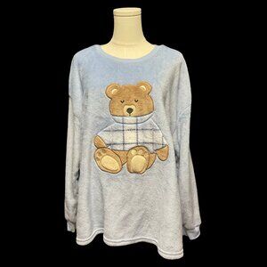 👗5/$25 - Blue Plush Shirt w/ Teddy Bear Applique